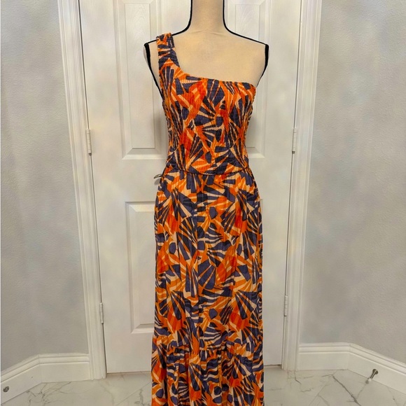 Nine West Dresses & Skirts - Nine West One-Shoulder Orange and Blue Maxi Dress